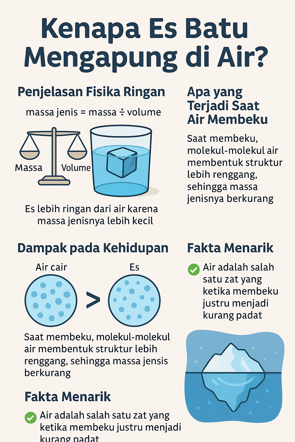Kenapa Es Batu Mengapung di Air? Ini Penjelasan Fisika Ringan