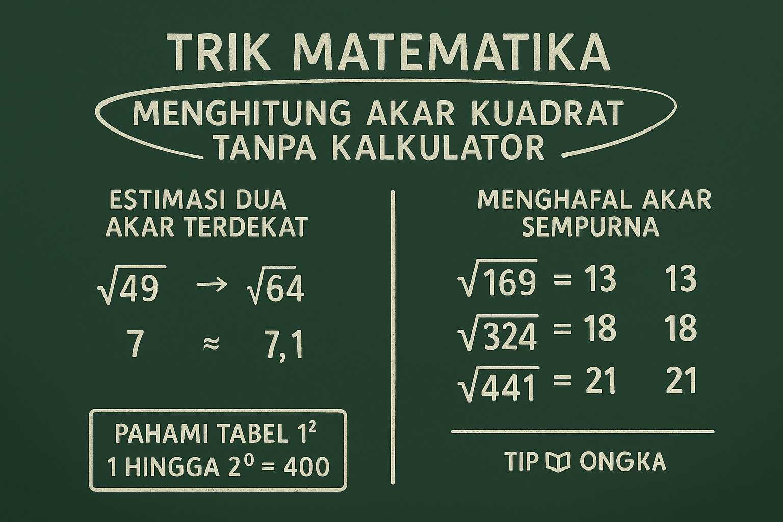 Trik Matematika Cepat: Hitung Akar Kuadrat Tanpa Kalkulator